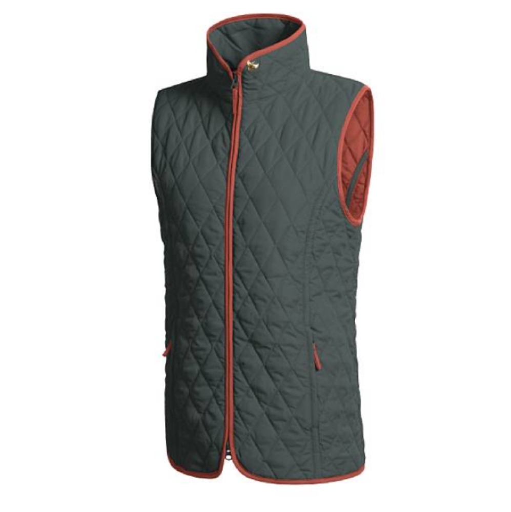 John Partridge WOMEN's VEST - Rag Gilet Quilted Black/Red XL Coat Made/England